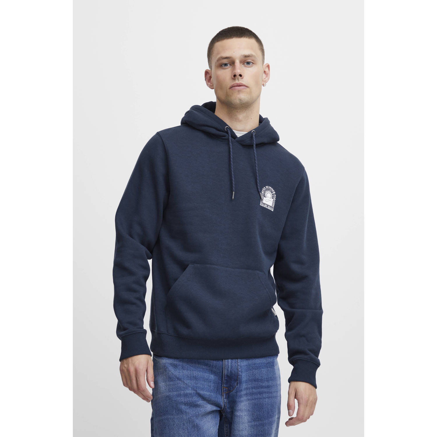Blend hoodie met backprint donkerblauw