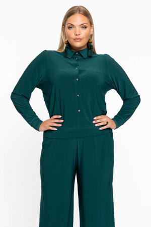 gebloemde blouse petrol