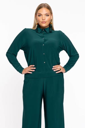 gebloemde blouse petrol