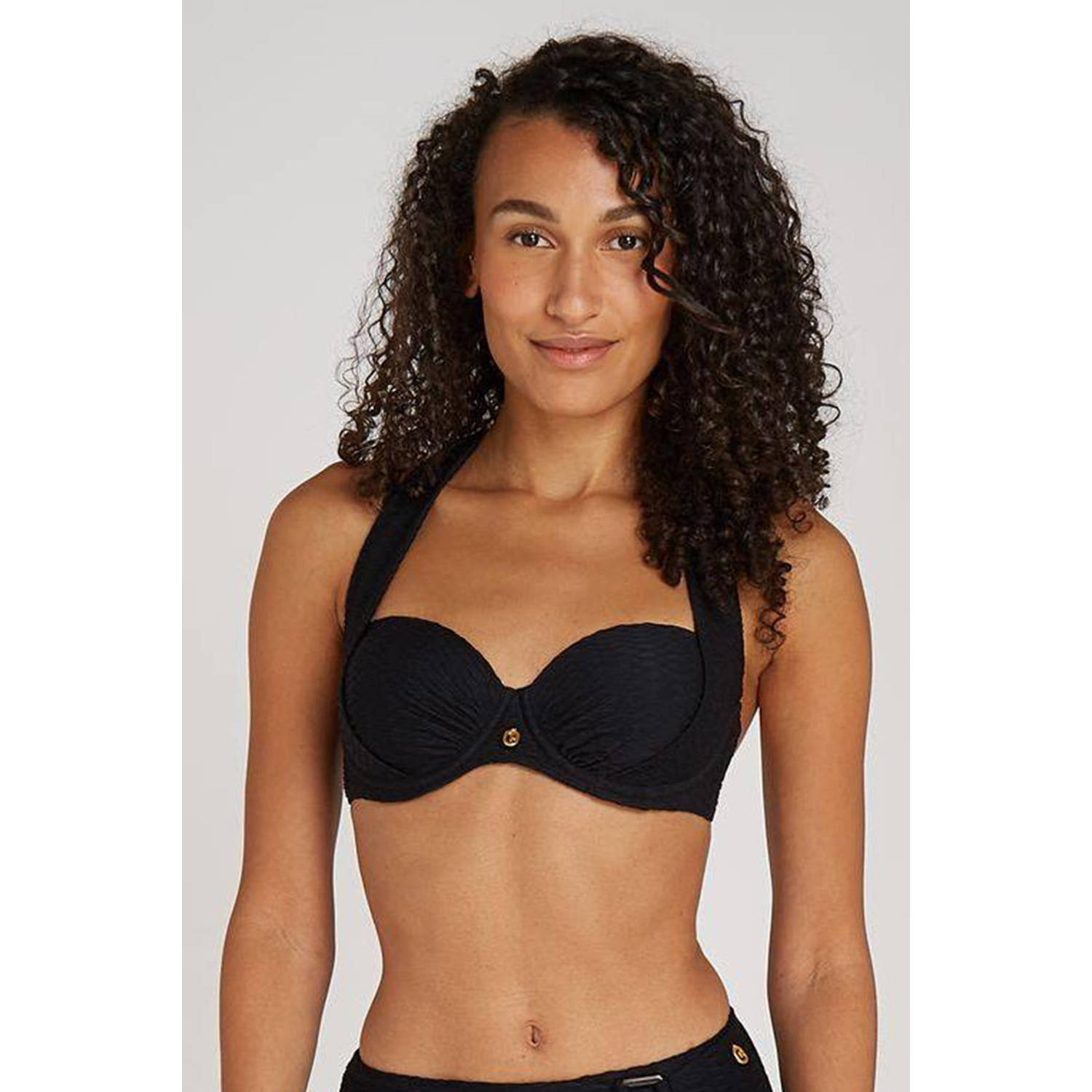 Ten Cate Beach TC WOW voorgevormde beugel bikinitop met textuur zwart