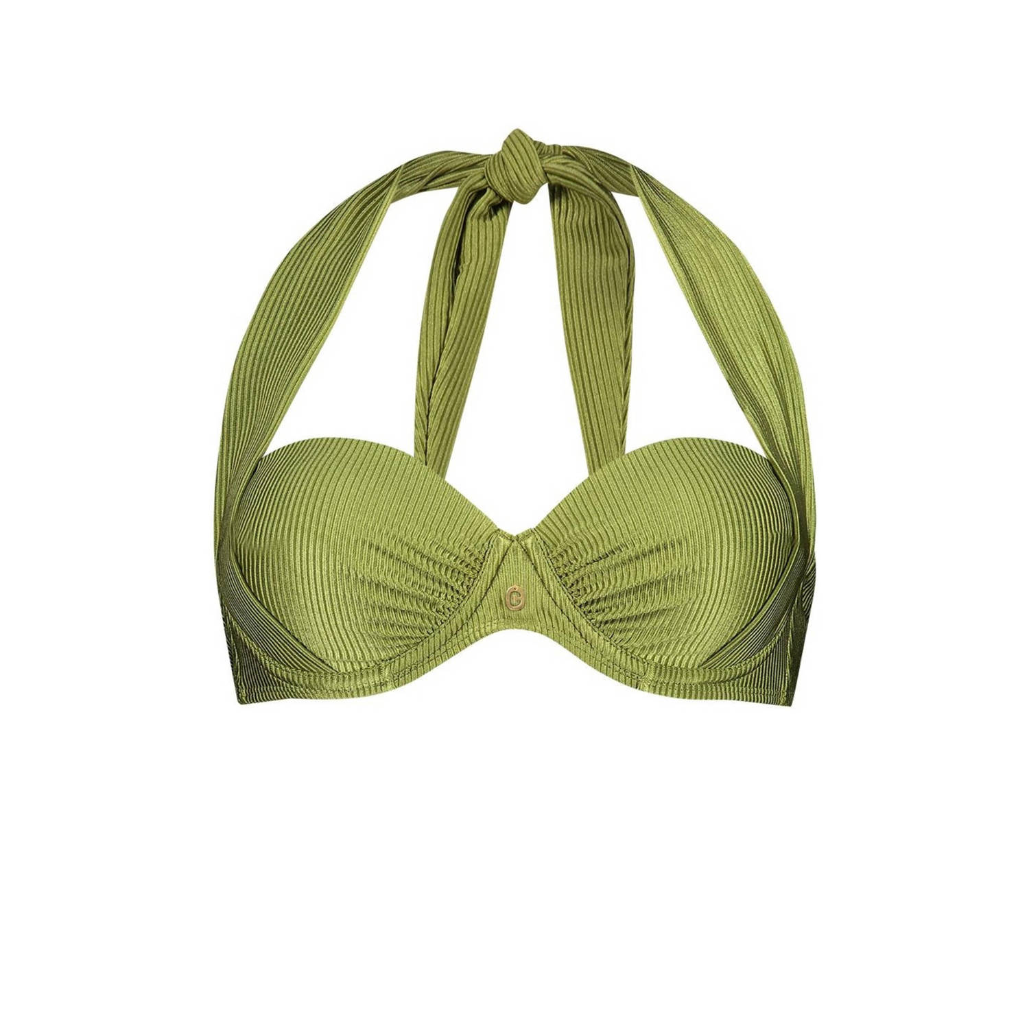 Ten Cate Beach TC WOW voorgevormde beugel bikinitop met ribstructuur groen