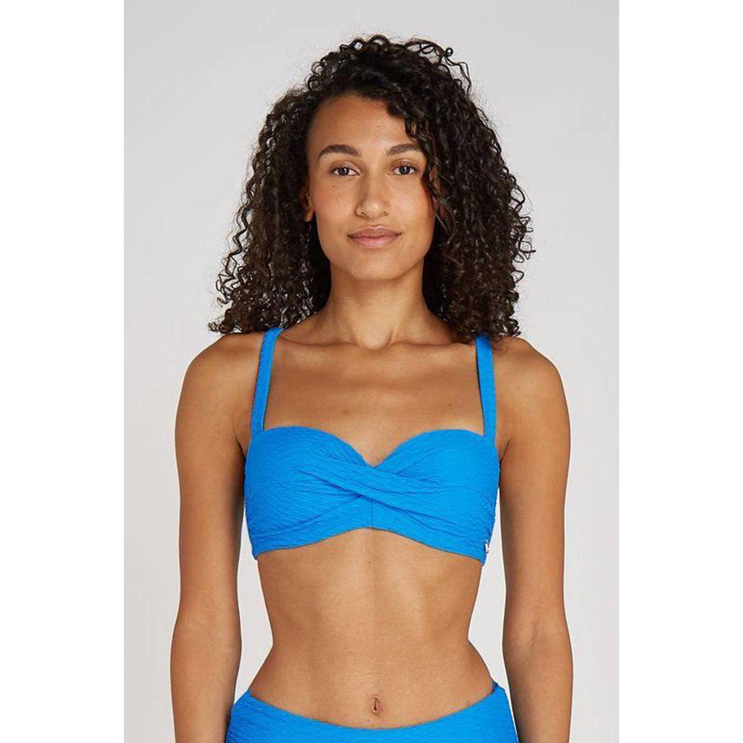 ten Cate Beach TC WOW voorgevormde beugel bikinitop met textuur blauw