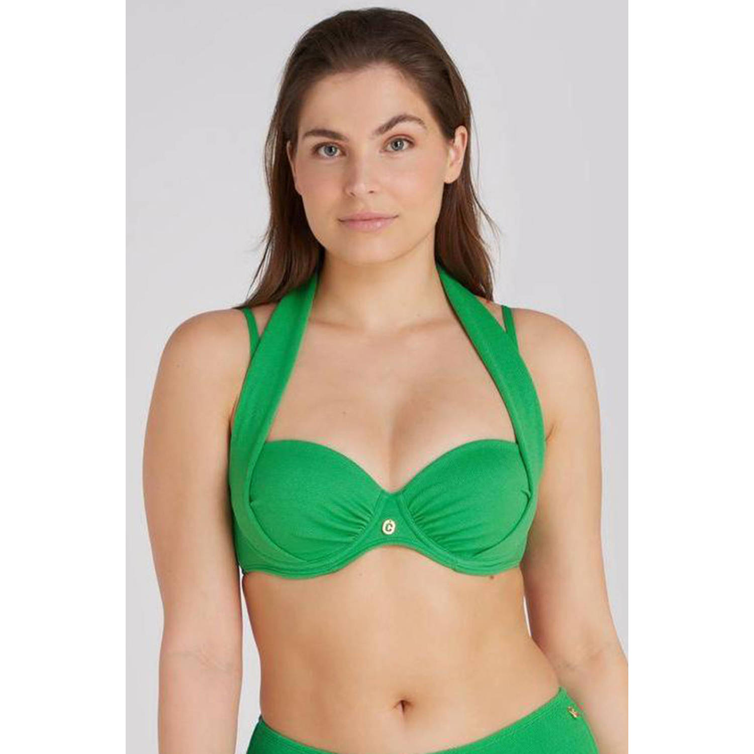 Ten Cate Beach TC WOW voorgevormde beugel bikinitop met textuur groen
