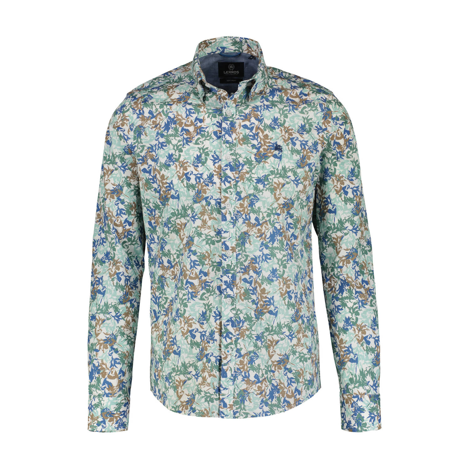 LERROS regular fit overhemd met all over print blauw