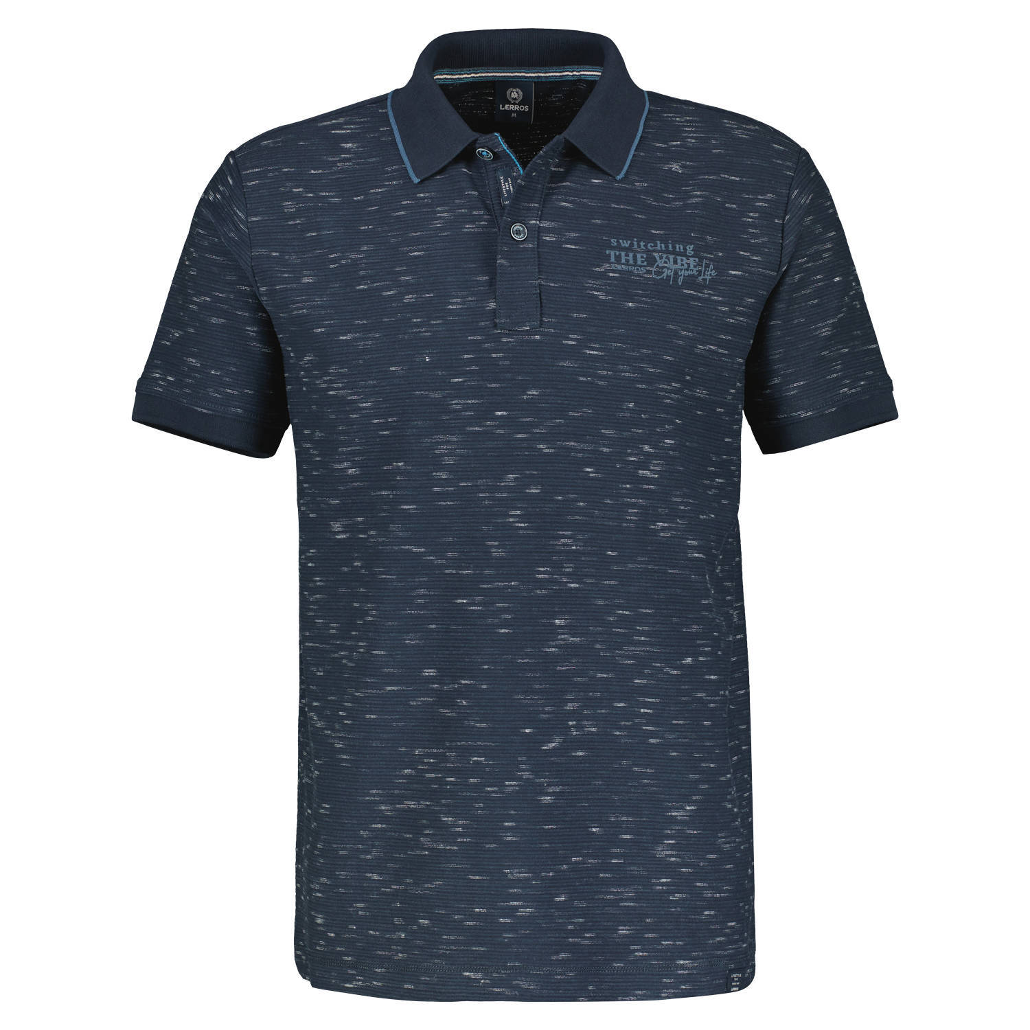 LERROS regular fit polo met all over print donkerblauw