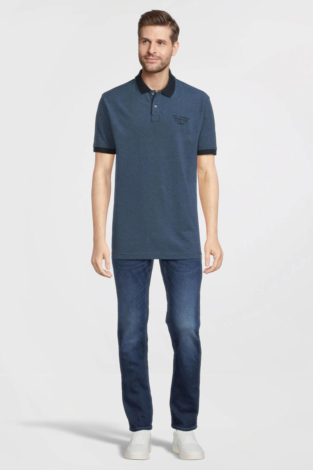 LERROS slim fit polo met logo blauw