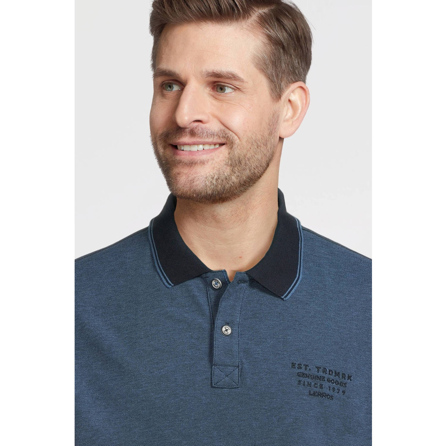 LERROS slim fit polo met logo blauw