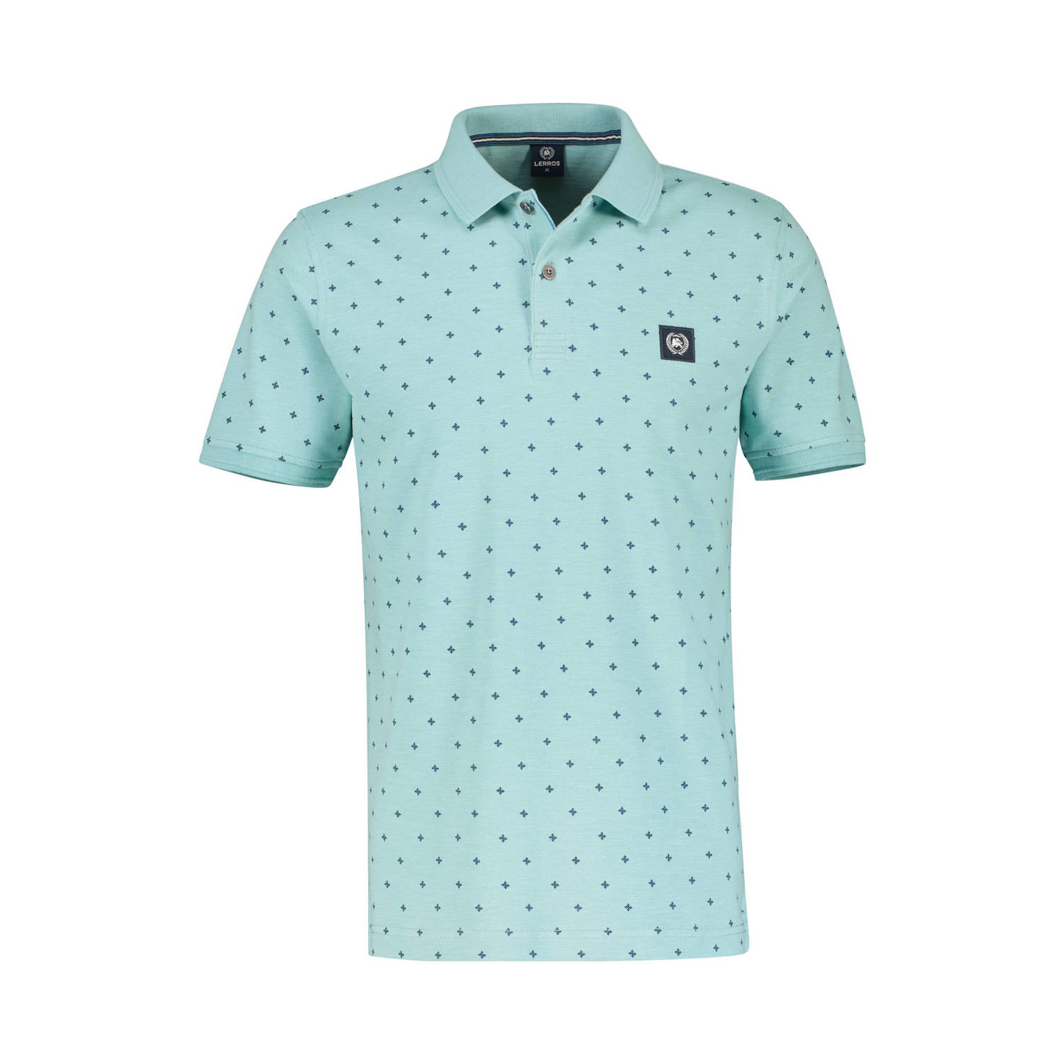 LERROS regular fit polo met all over print lichtblauw