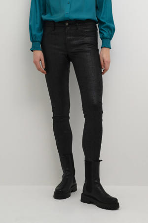 cropped skinny broek met glitters zwart