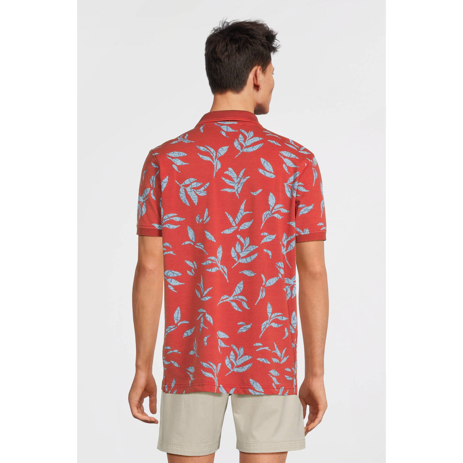 LERROS regular fit polo met all over print DEEP CORAL RED