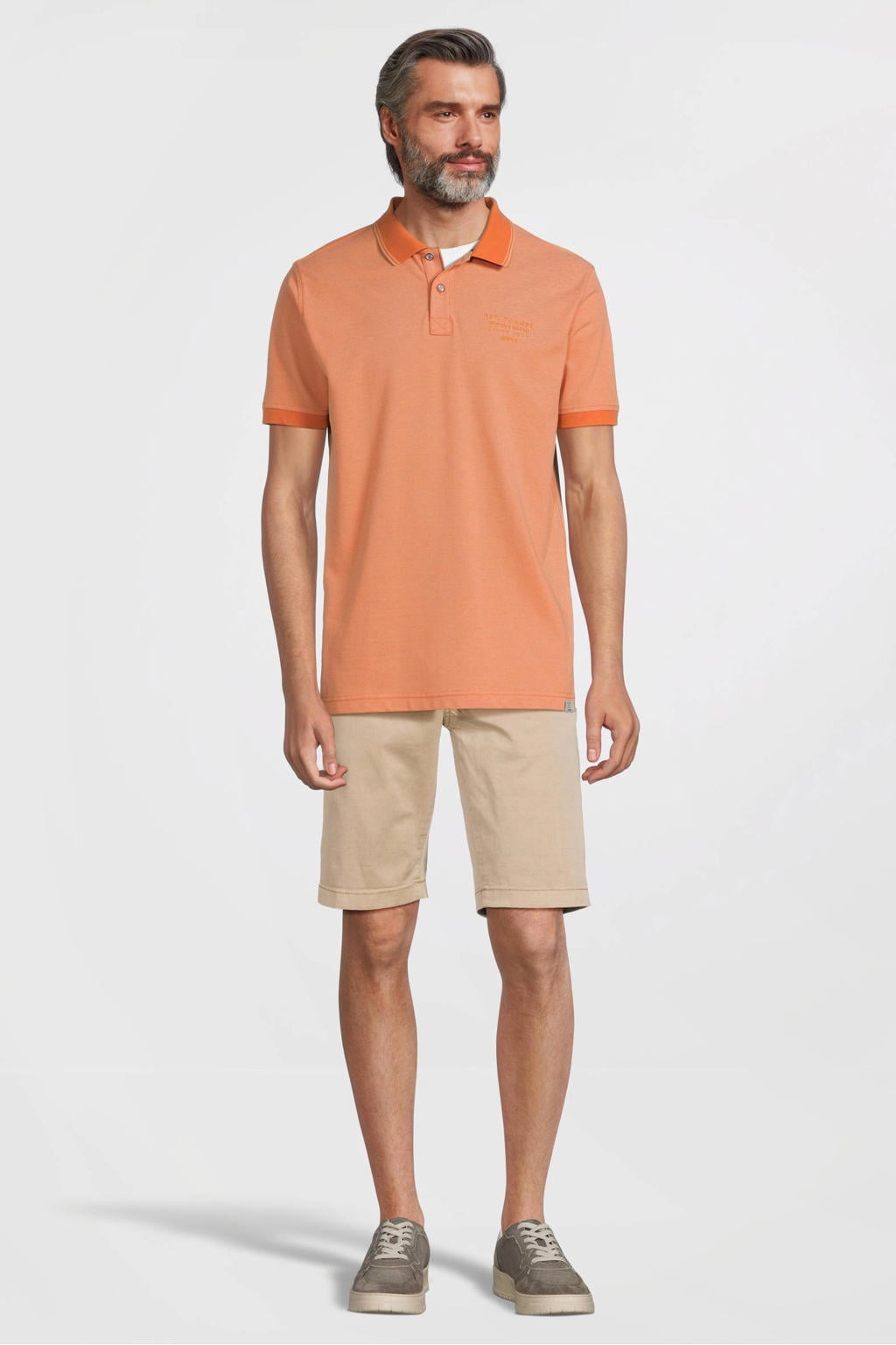 LERROS slim fit polo met logo oranje