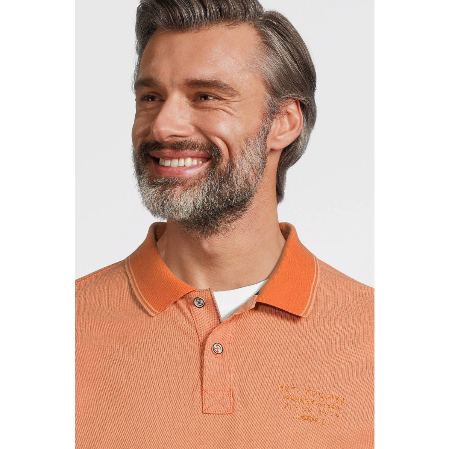 LERROS slim fit polo met logo oranje