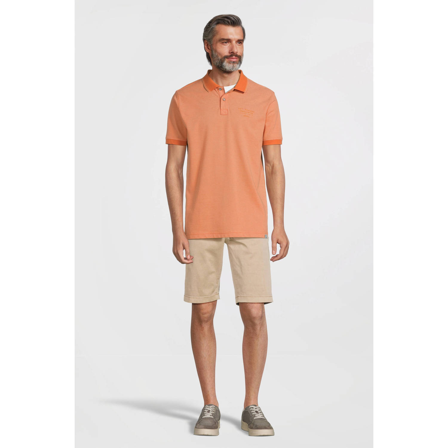 LERROS slim fit polo met logo oranje