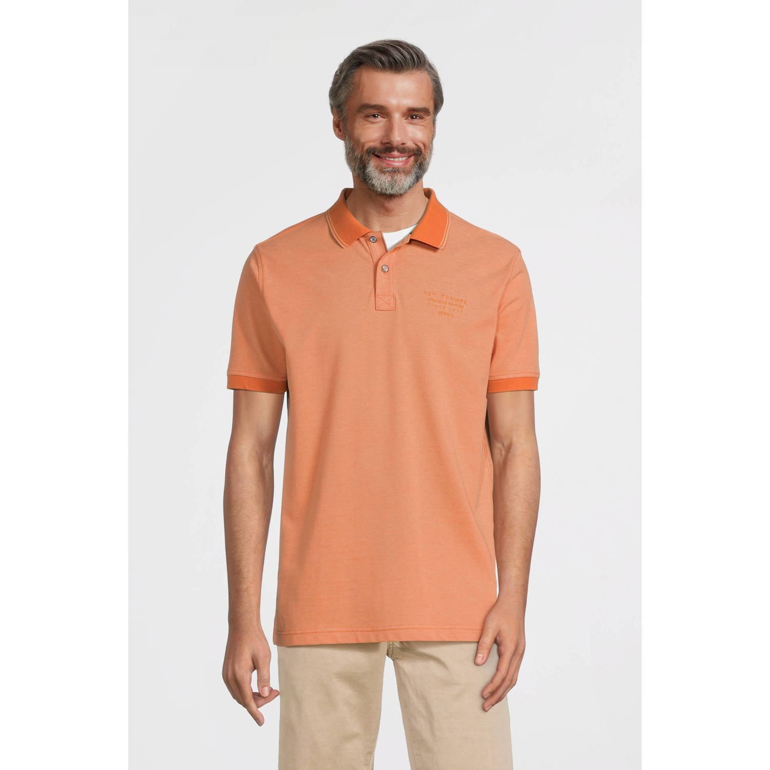 LERROS slim fit polo met logo oranje