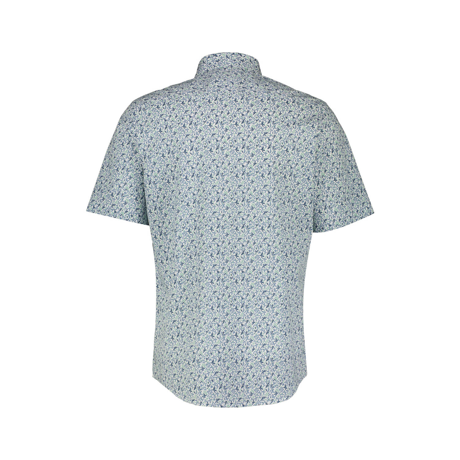 LERROS regular fit overhemd met all over print wit blauw
