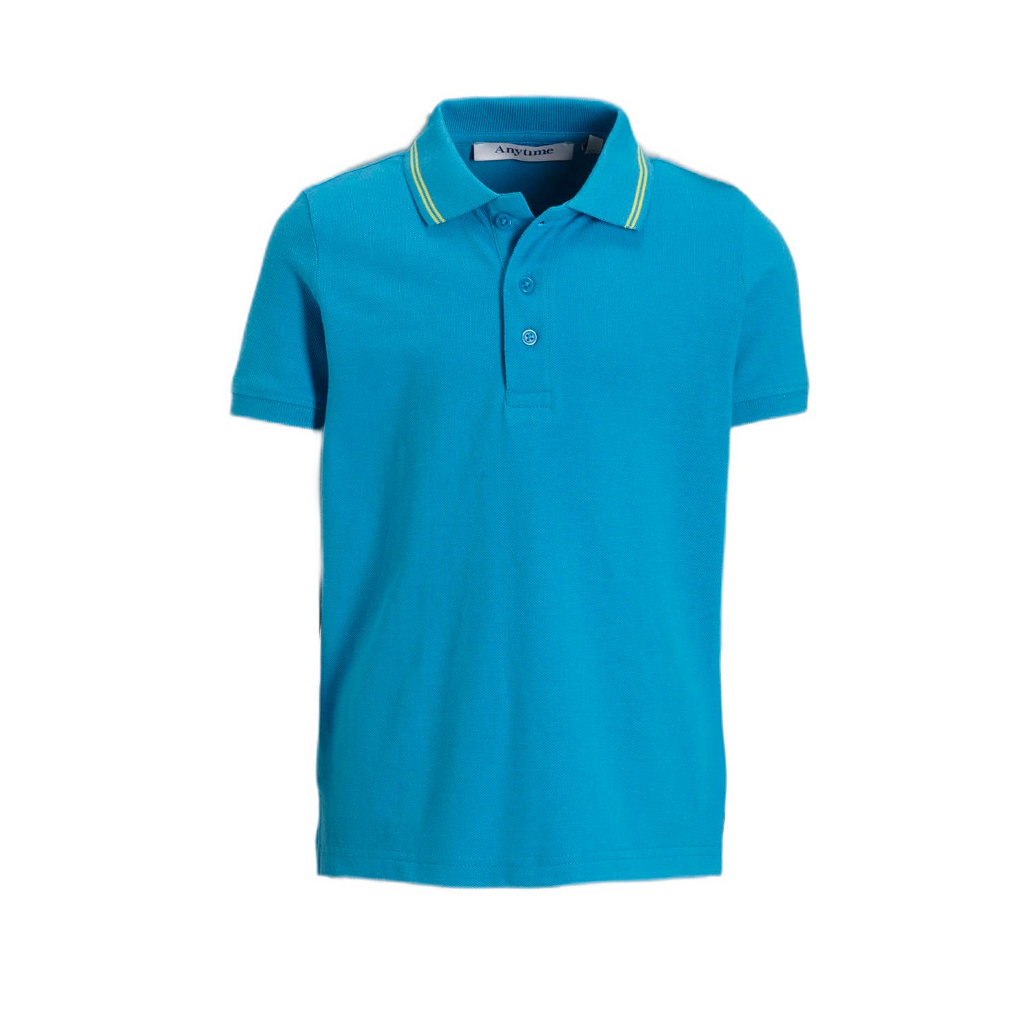 anytime piqué polo blauw lime