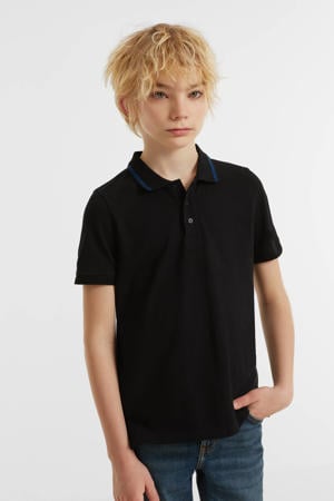 piqué polo zwart/blauw