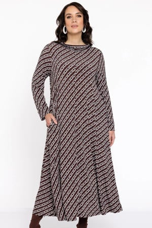 maxi jurk DOLCE met all over print bruin/ wit