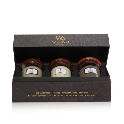 WoodWick geurkaars Giftset Deluxe Mini (set van 3) - Zwart