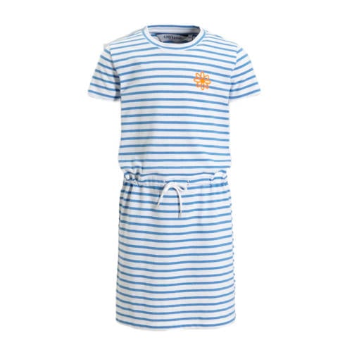 anytime gestreepte jurk wit/blauw afbeelding