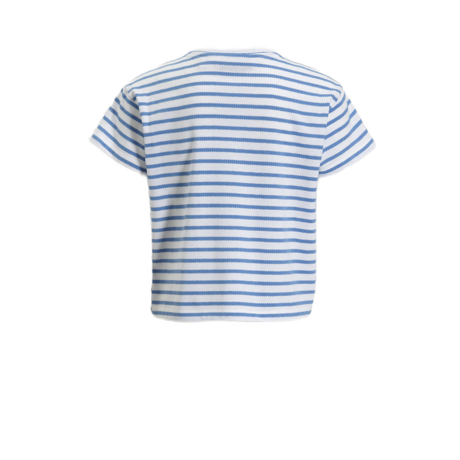 anytime T-shirt met knoopdetail wit blauw