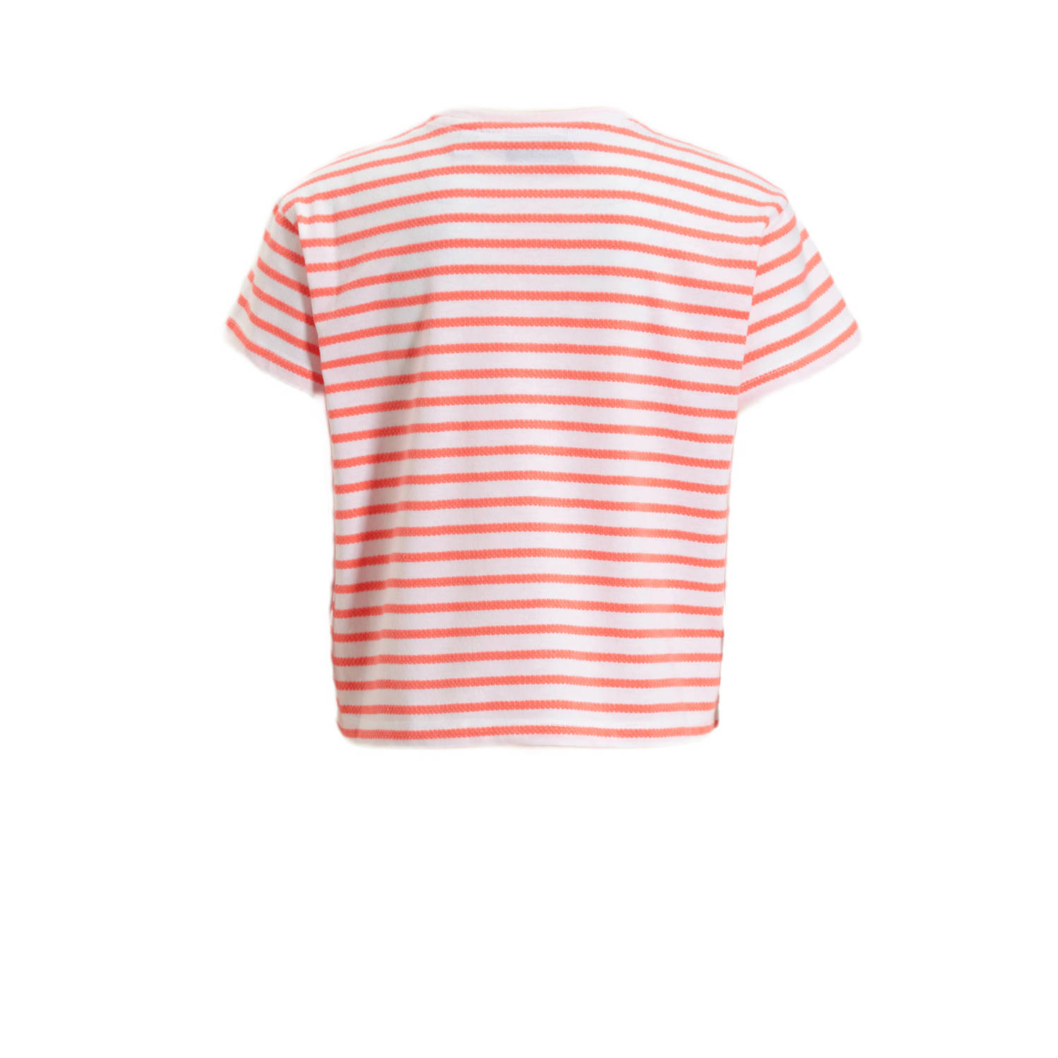 anytime T-shirt met knoopdetail wit koraal