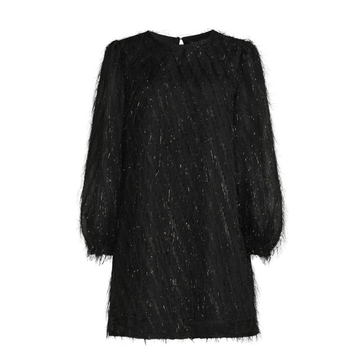 Ydence gestreepte metallic semi-transparante jurk Elise zwart