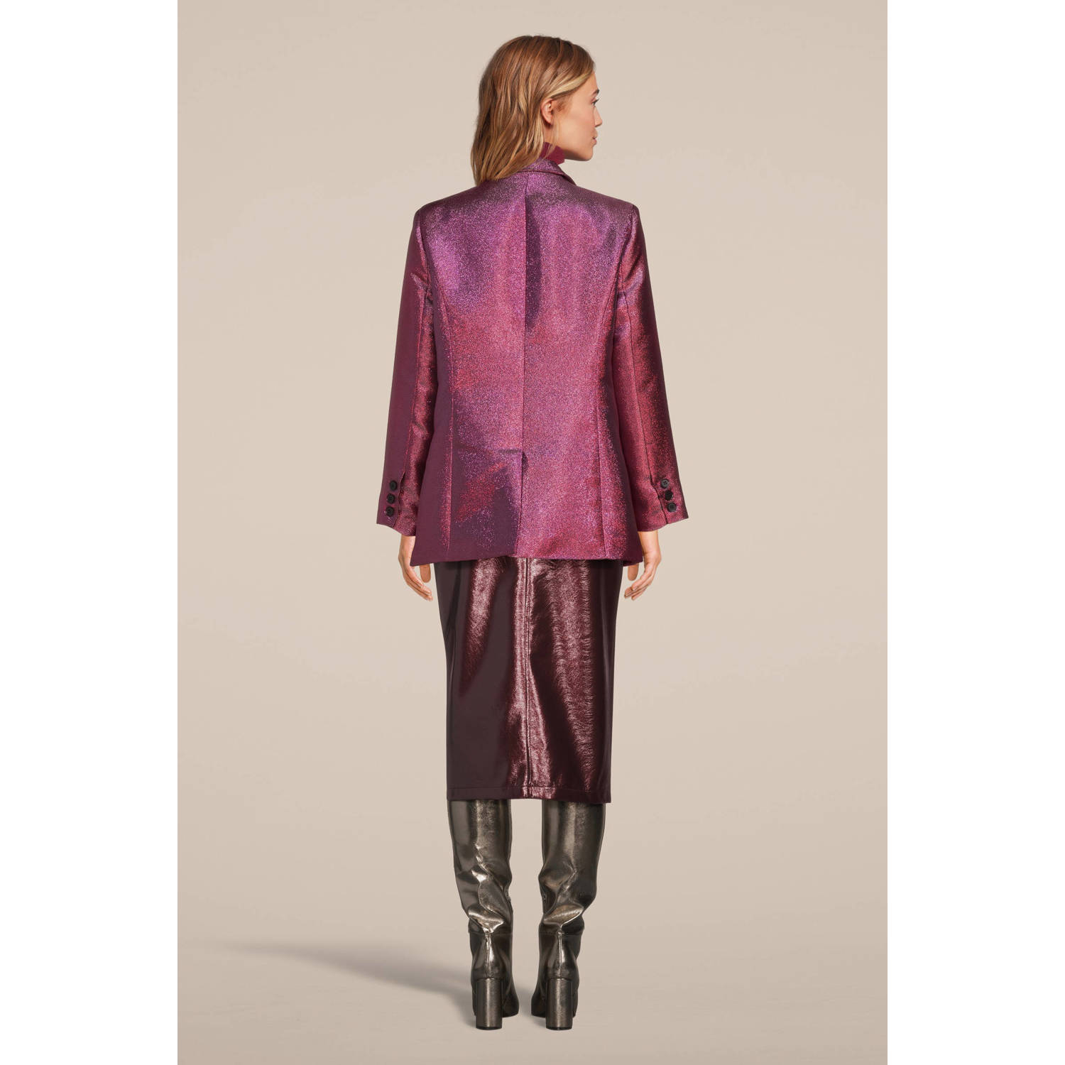 Ydence metallic oversized blazer Paige roze rood