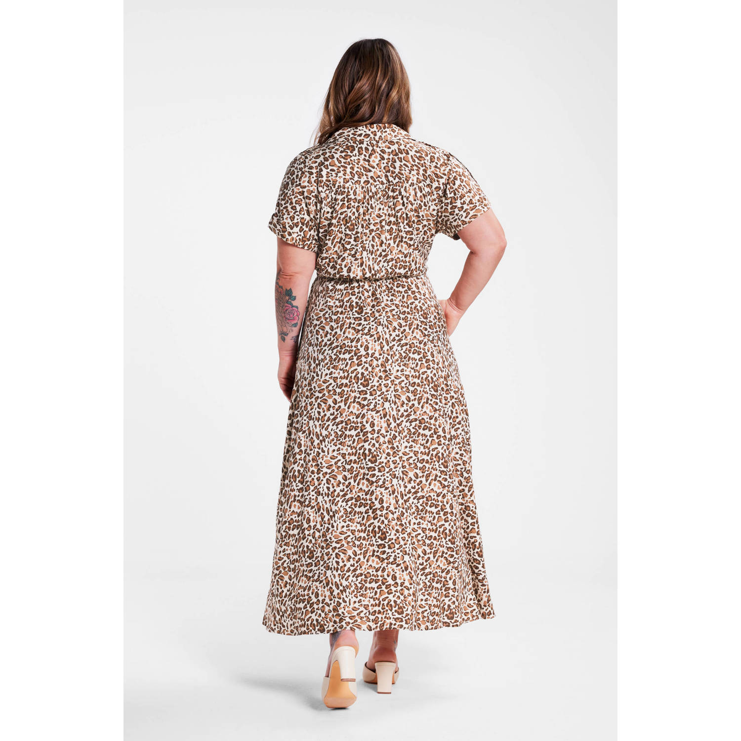 Miljuschka by Wehkamp blouse jurk met trekkoord panterprint