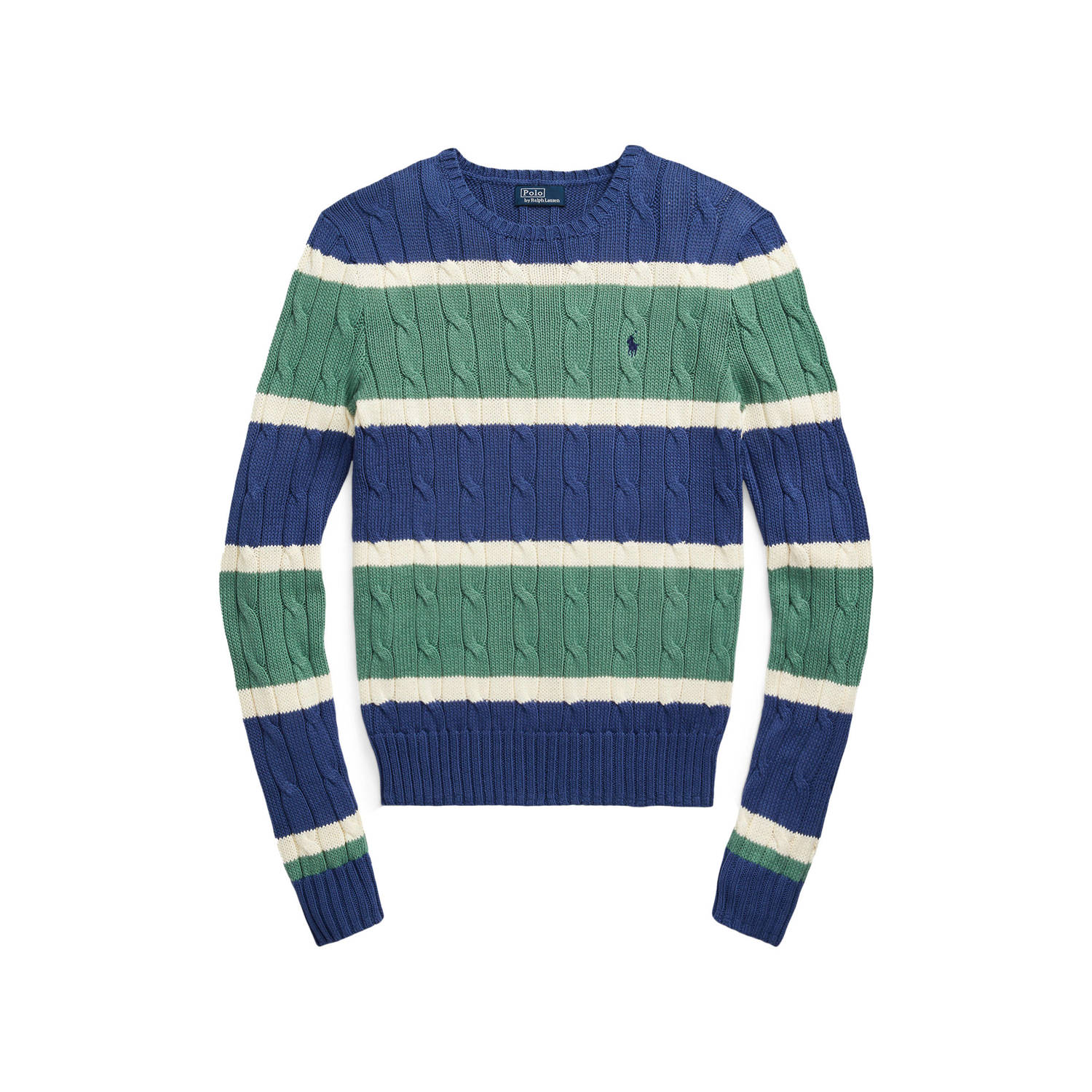 POLO Ralph Lauren gestreepte kabeltrui blauw groen