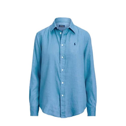 POLO Ralph Lauren linnen blouse met logo blauw