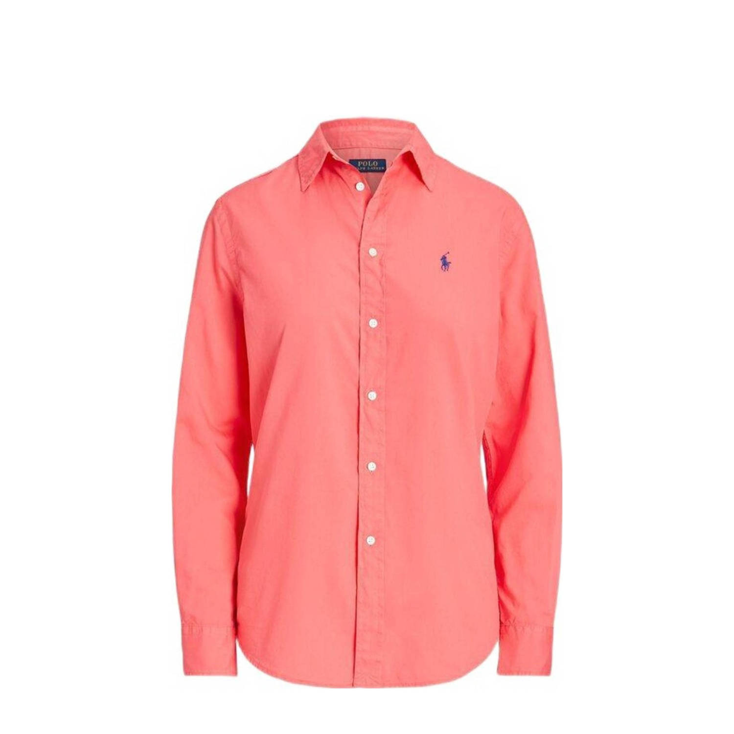 POLO Ralph Lauren linnen blouse met logo koraalrood