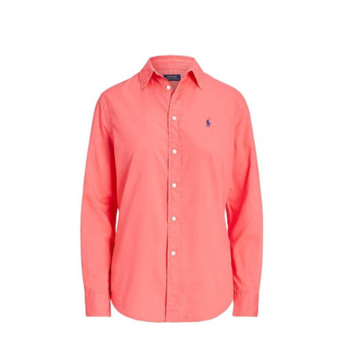 POLO Ralph Lauren linnen blouse met logo koraalrood