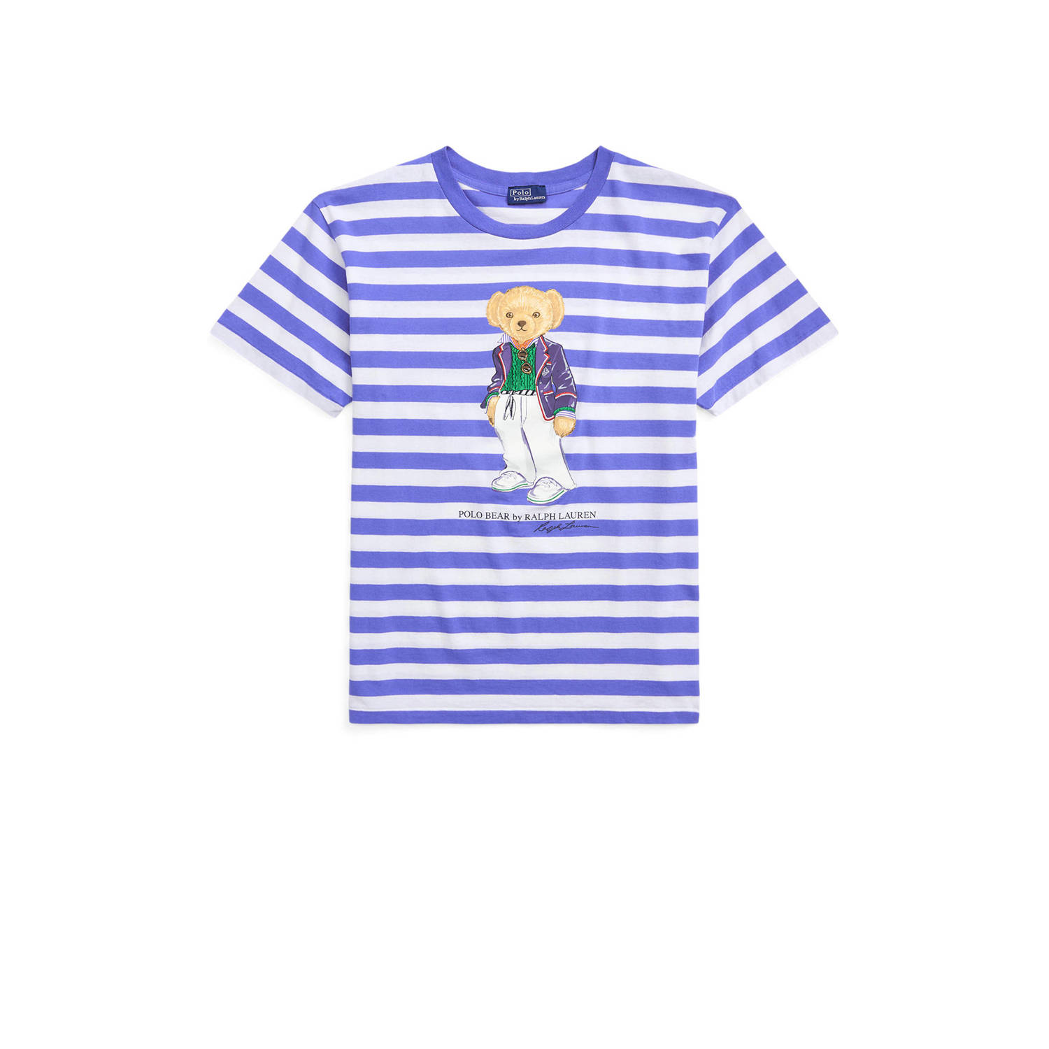 Polo Ralph Lauren Blauwe Gestreepte T-shirts en Polos met Berenprint Blue Dames