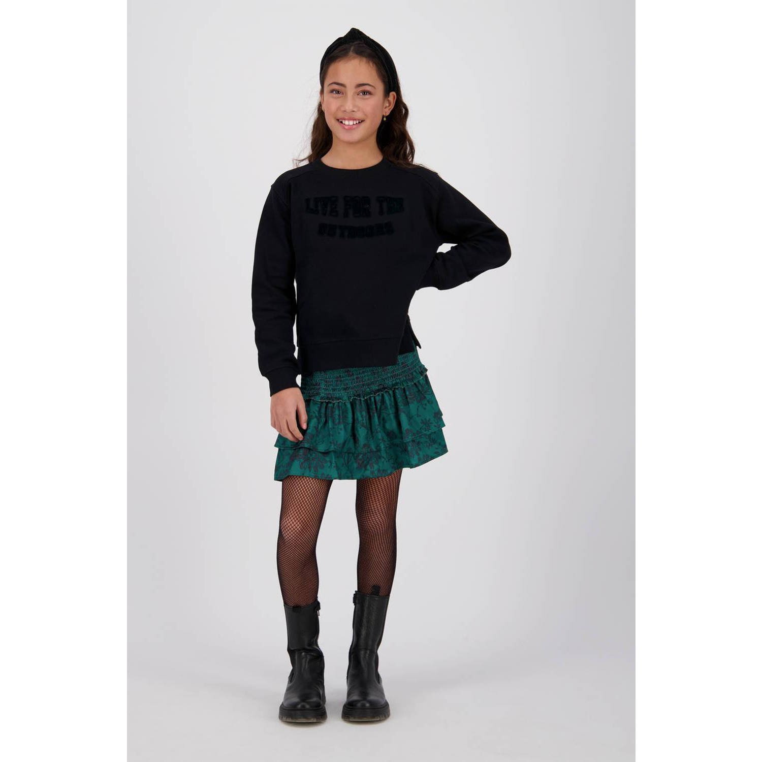 VINGINO sweater Nila met tekst zwart Tekst 152 | Sweater van