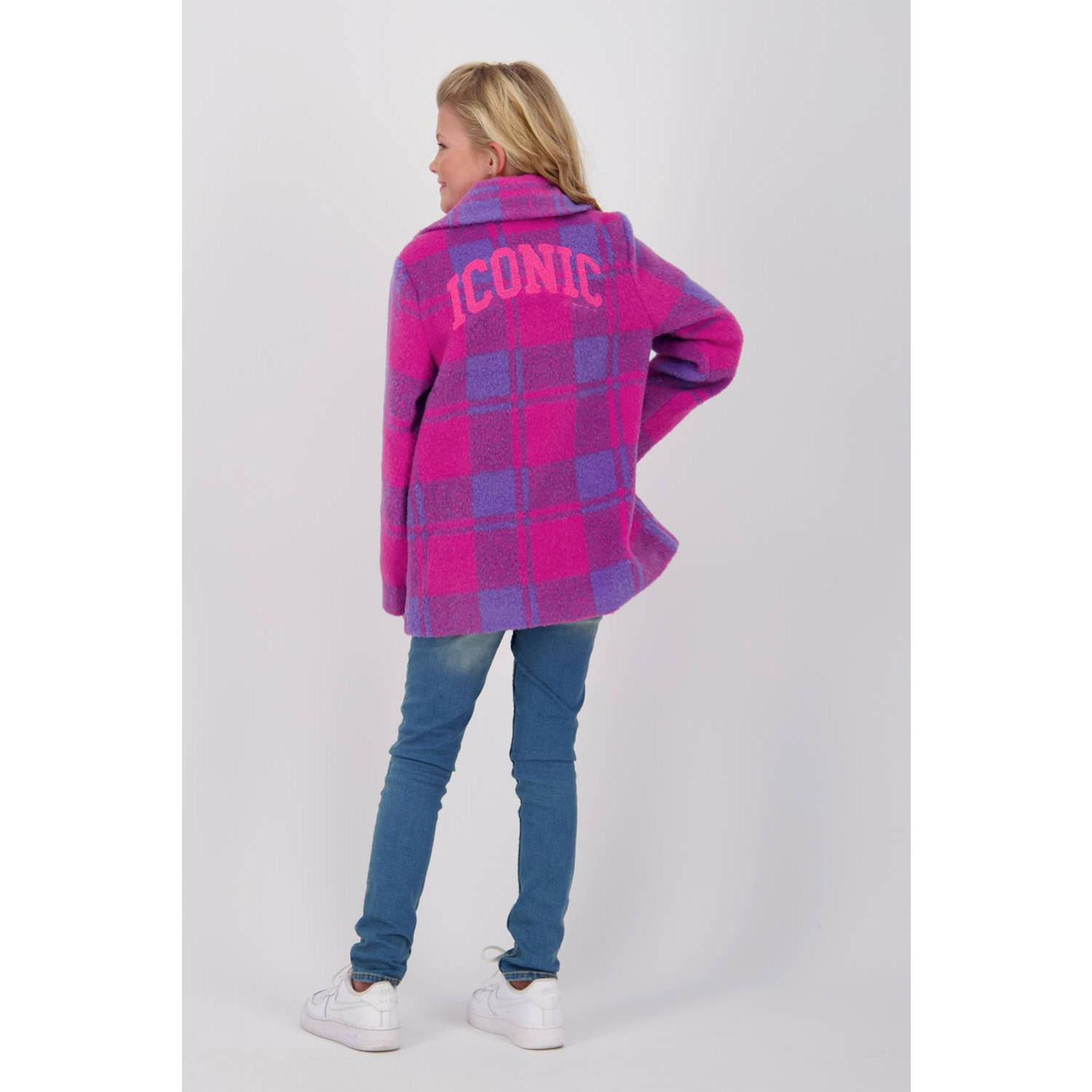 Vingino geruite tussenjas Tekina roze paars