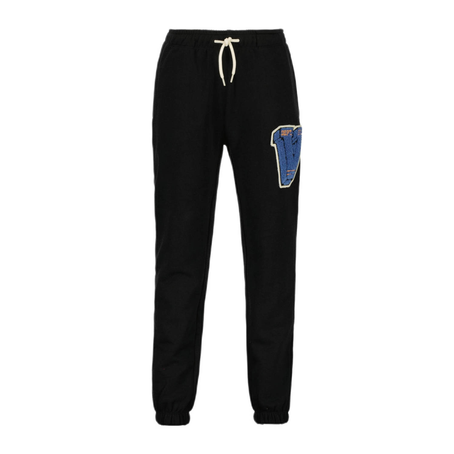 VINGINO skinny joggingbroek Sondol met printopdruk zwart Jongens Katoen 104
