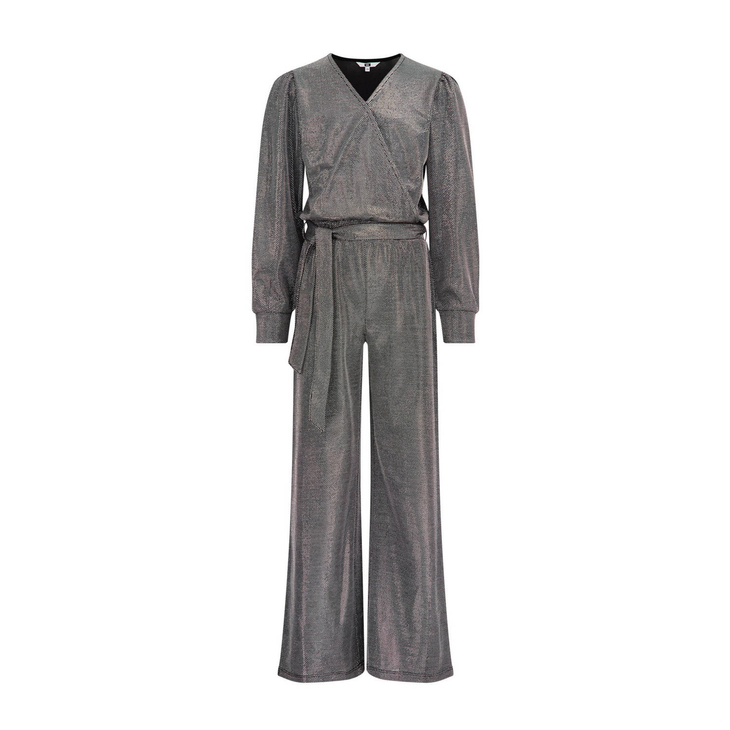 WE Fashion jumpsuit zilver Meisjes Polyester V-hals 104