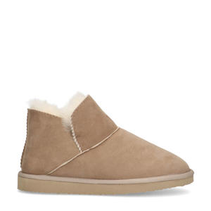 suède pantoffels beige