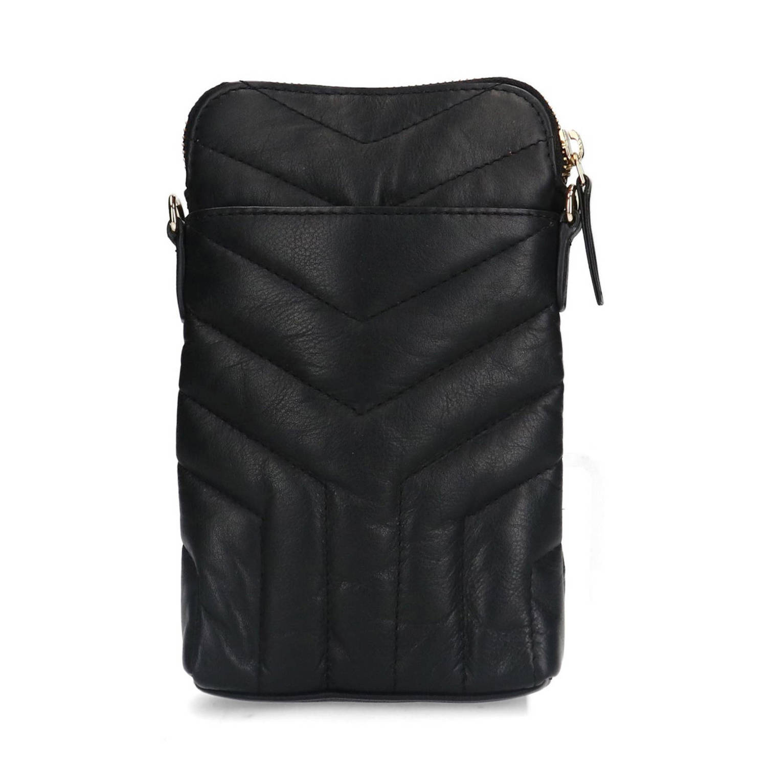 Manfield leren telefoontasje zwart Kledingwinkel