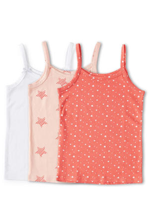 singlet - koraal/roze/wit (set van 3)