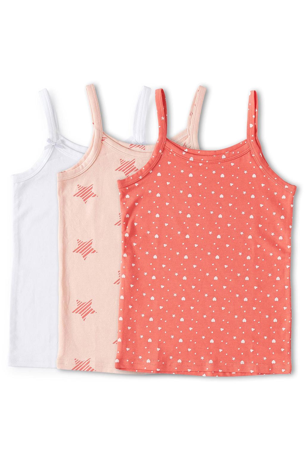 Little Label singlet - koraal/roze/wit (set van 3)