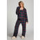 Hunkemöller flanellen pyjama donkerblauw/rood