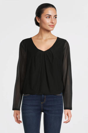 long sleeve mesh top zwart