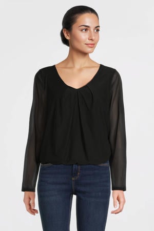 long sleeve mesh top zwart