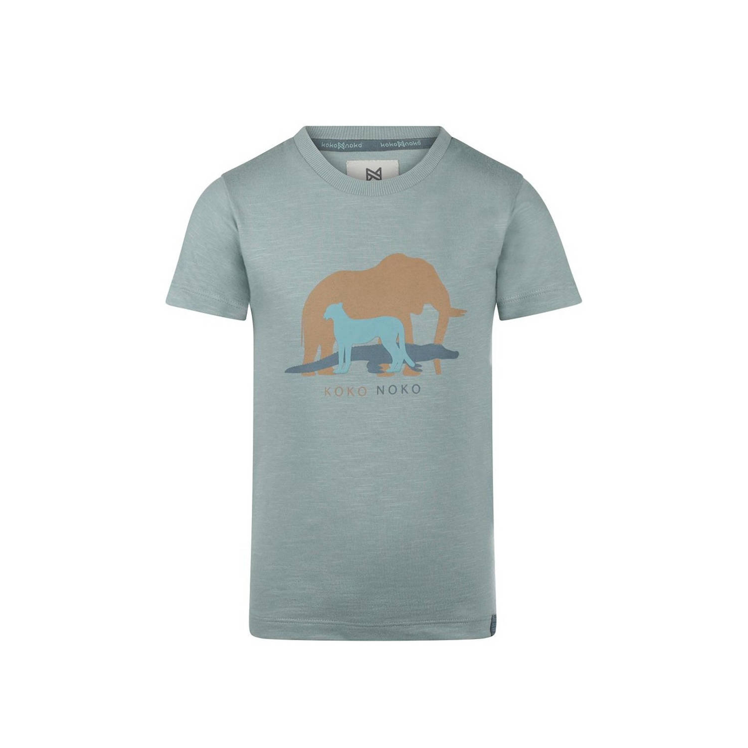 Koko Noko T-shirt met printopdruk blauw Jongens Katoen Ronde hals Printopdruk 122