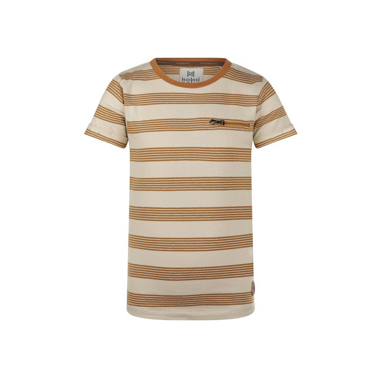 Koko Noko gestreept T-shirt lichtbruin beige