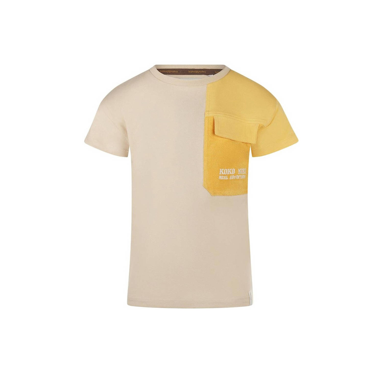 Koko Noko T-shirt beige geel Jongens Katoen Ronde hals Effen 104