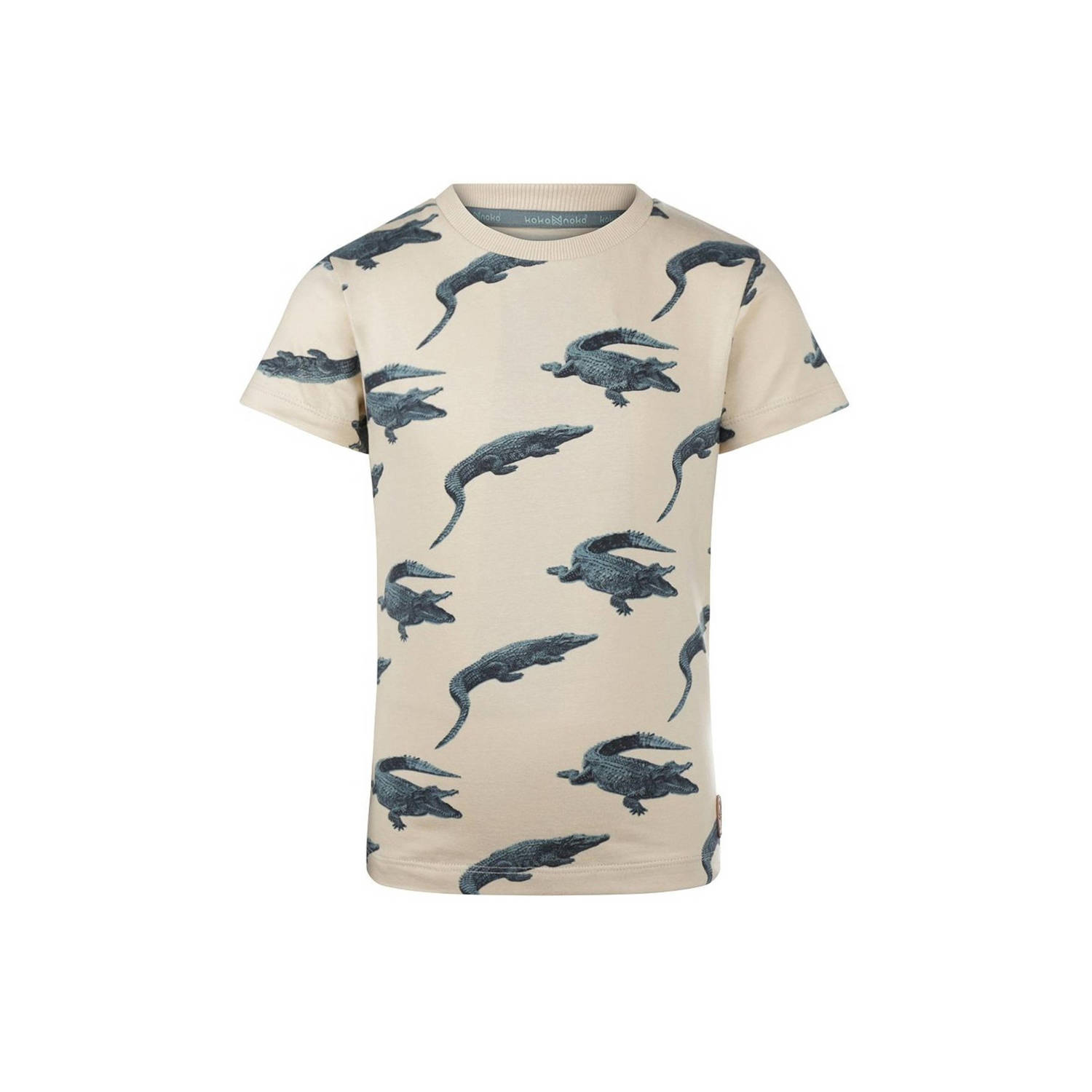 Koko Noko T-shirt met dierenprint wit Jongens Katoen Ronde hals Dierenprint 104