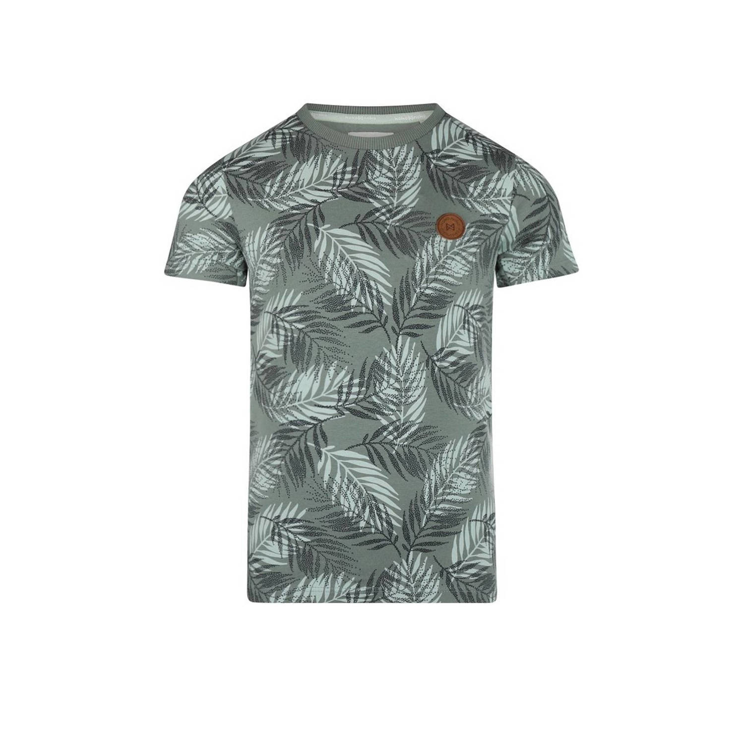 Koko Noko T-shirt met all over print groen lichtgroen Jongens Stretchkatoen Ronde hals 104